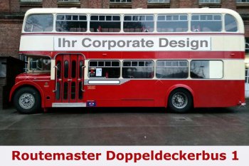 Englischer Doppeldeckerbus mit individuellem Branding für Roadshows und Events mieten