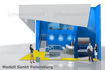 Doppelstockiger Messestand mit großer Aussenfläche und einem Teilbereich doppelstöckig