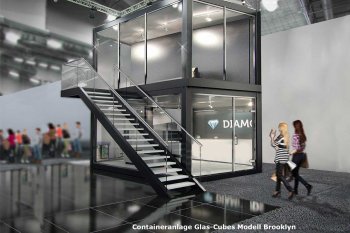 Glas Containeranlage aus 2 Modulen