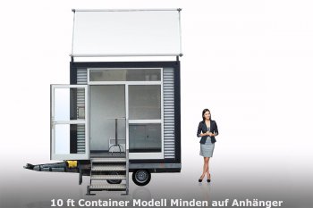 Vermietbarer Container auf Trailer , 2,43 m x 3m